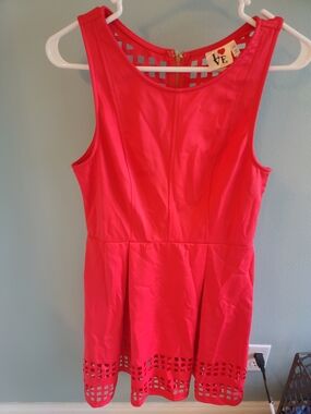 Love Bright Coral Sleeveless Fit-and-Flare Dress